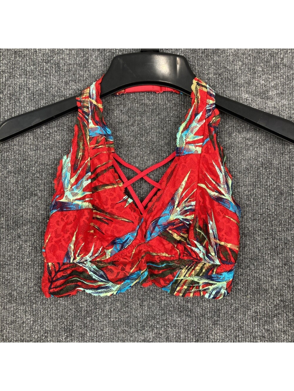 Victorias Secret Pink Floral Lace Wireless Racerback Lightly Lined Bralette EUC